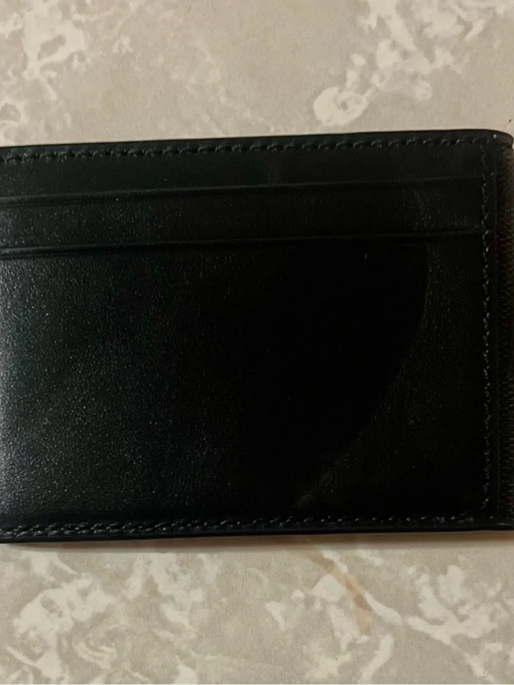 Coach Black Signature Pattern Slim Wallet